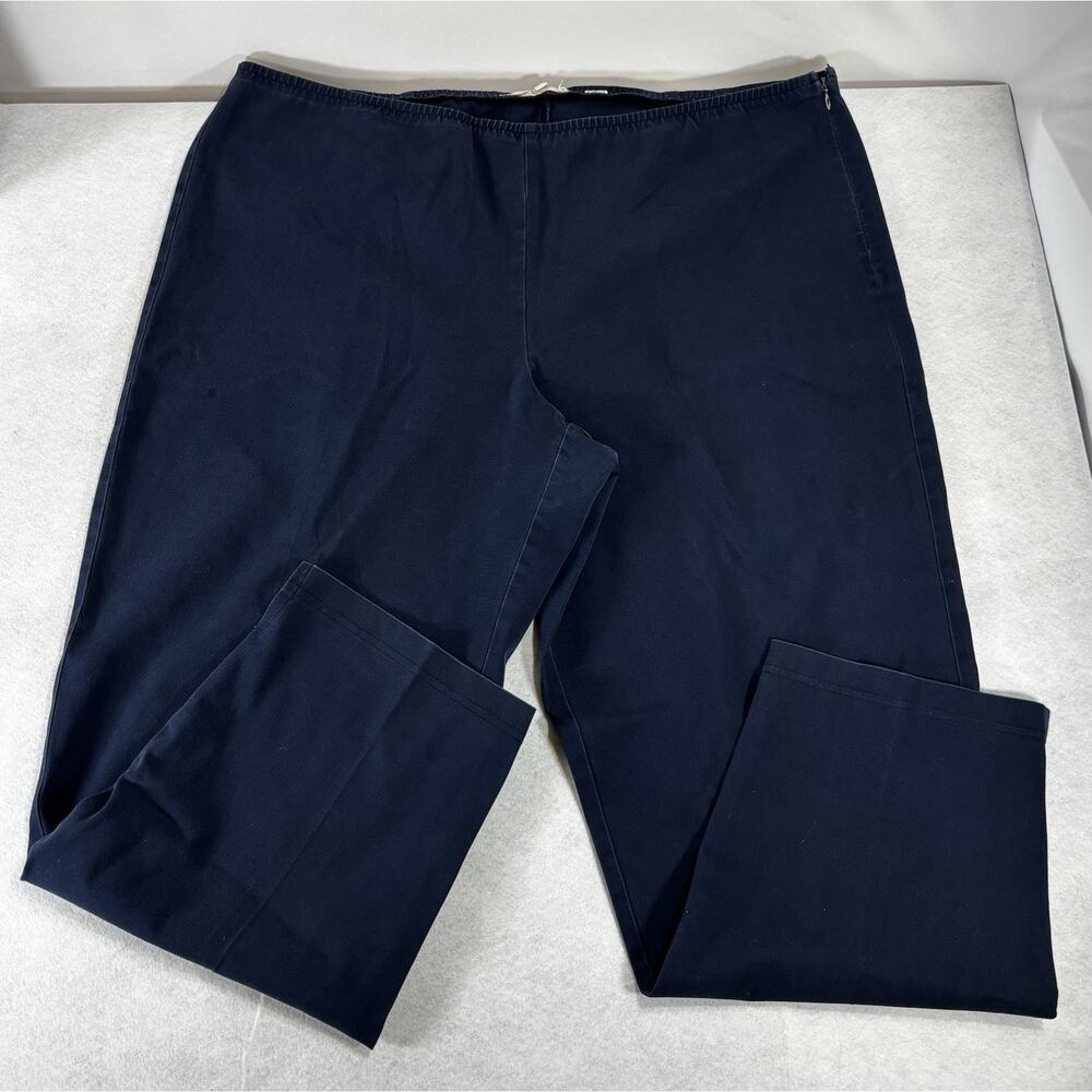 Eileen Fisher Navy Straight Leg Pull On Pants Women XL Minimalist Career